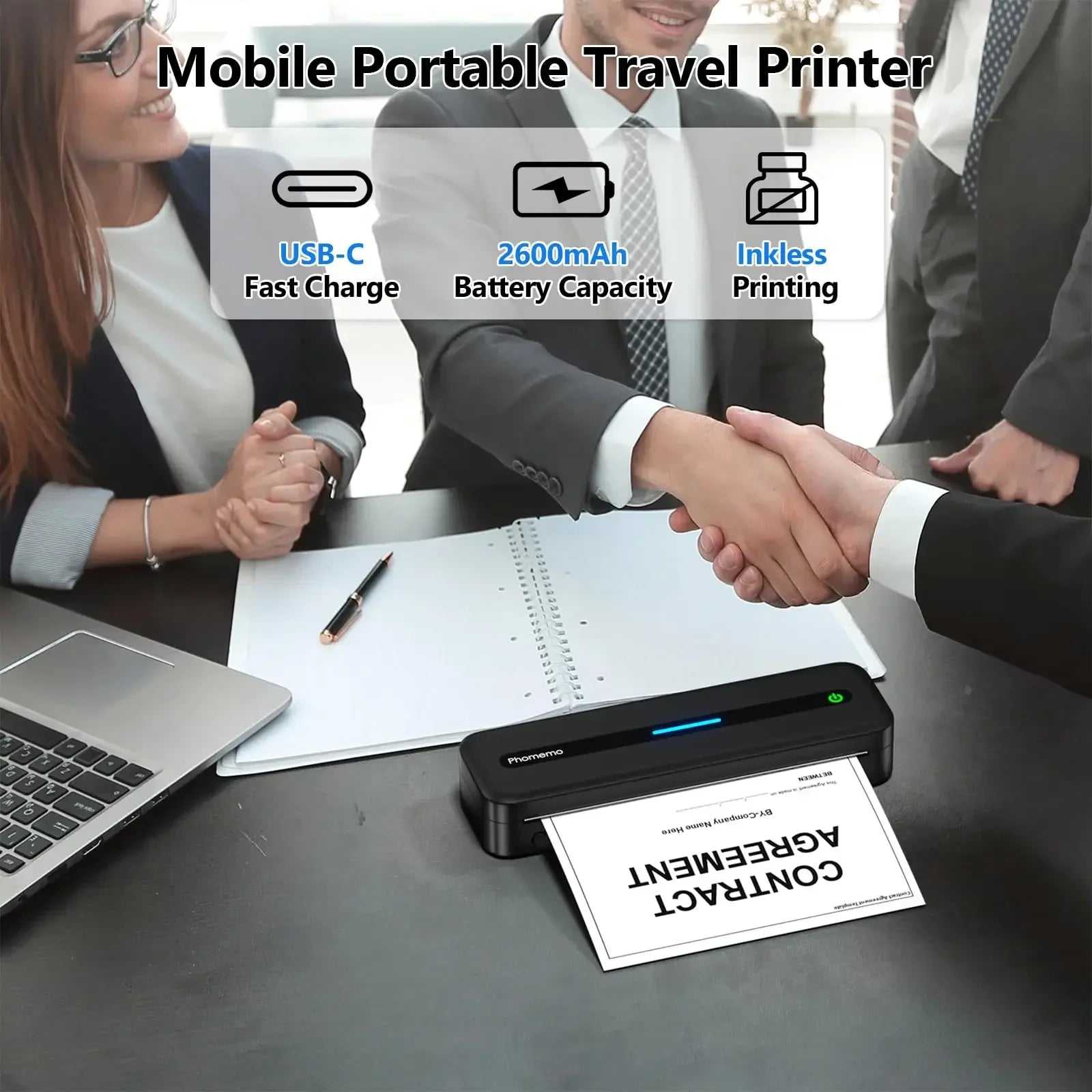 M832 Portable Printer Bluetooth Thermal Tattoo Printer Inkless Support 50/80/110/Letter/A4/A5 Thermal Paper for Mobile