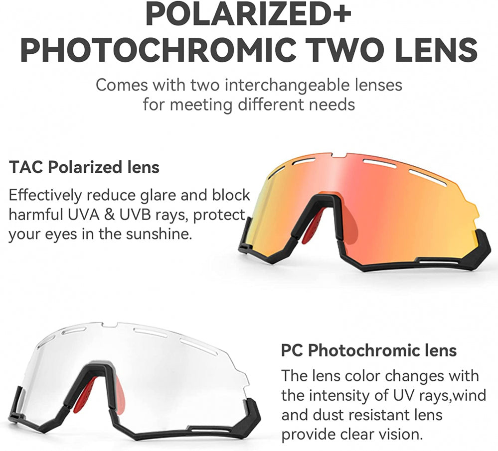 ROCKBROS Bike Glasses for Men Cycling with Interchangeabl