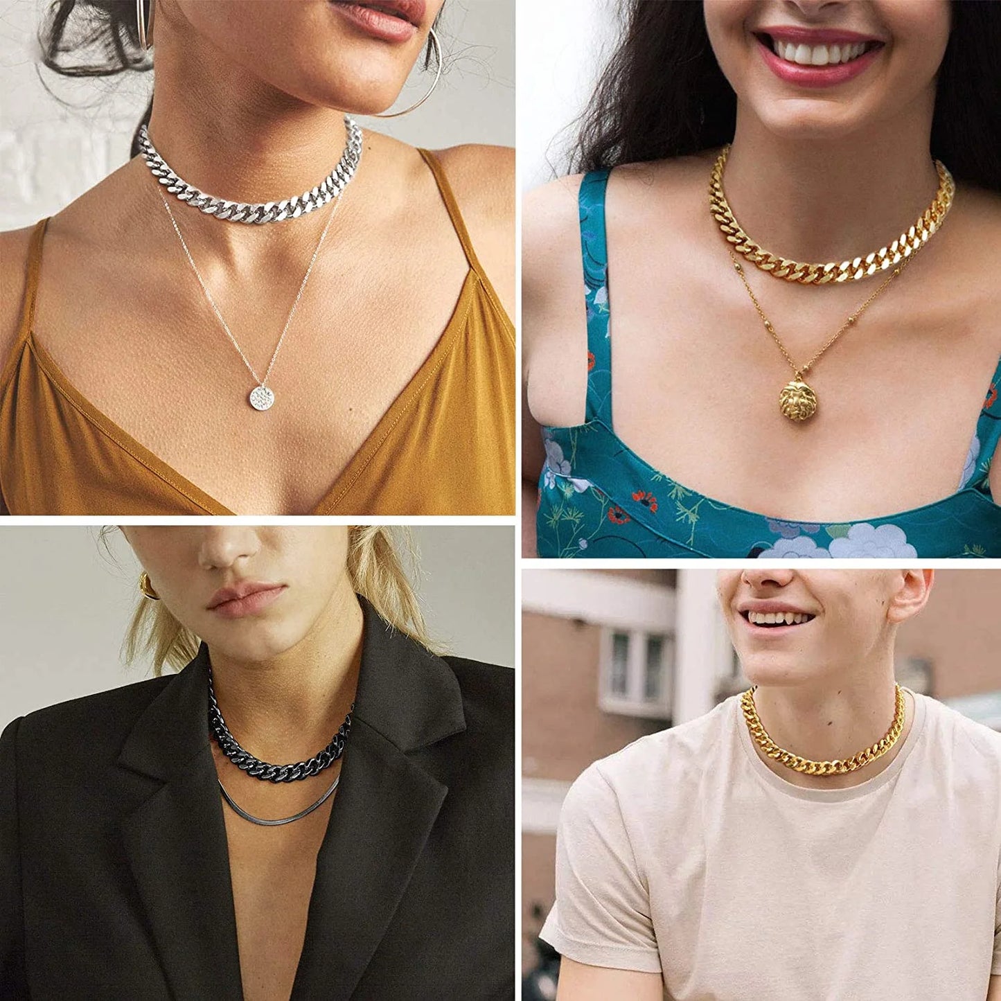 Black Chain 12Mm 14 Inch Choker for Women Black Chain Necklace Large Chain Choker