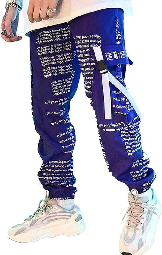 Men'S Japanese Purple Casual Tactical Joggers Hip Hop Trousers Streetwear Techwear Sweatpants Cargo Pants for Men