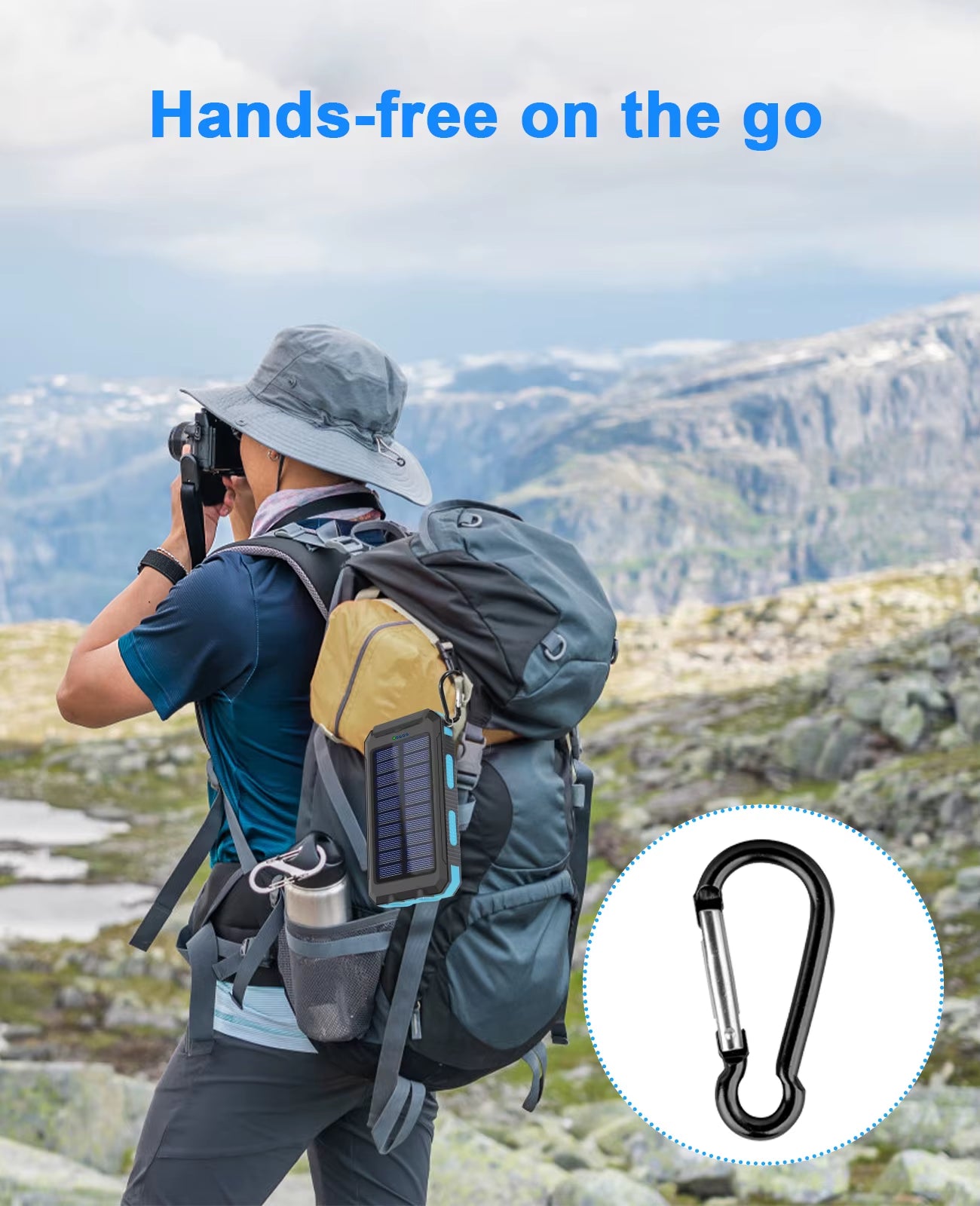 Solar Power Bank 38800Mah with Built-In Cable, Lightweight and Large Capacity Universal Mobile Power Supply for Mobile Phones