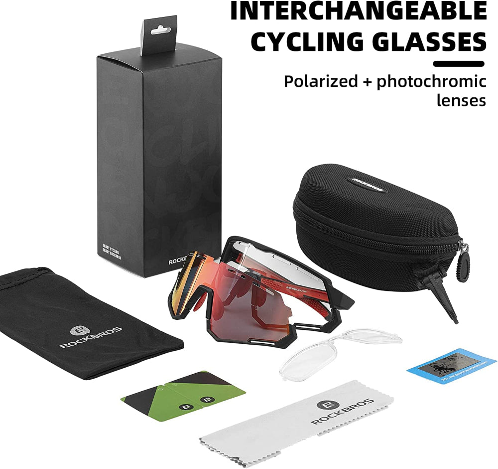 ROCKBROS Bike Glasses for Men Cycling with Interchangeabl