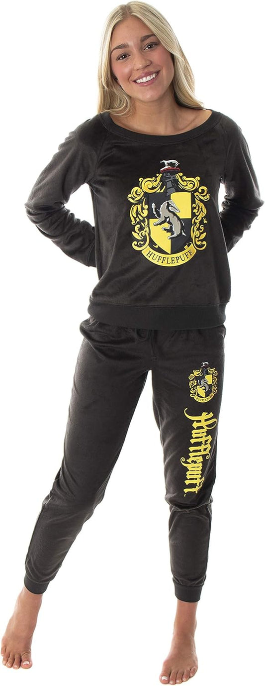 Harry Potter Juniors' Hogwart Castle House Crest Fleece Jogger Pajama Set - All 4 Houses Available