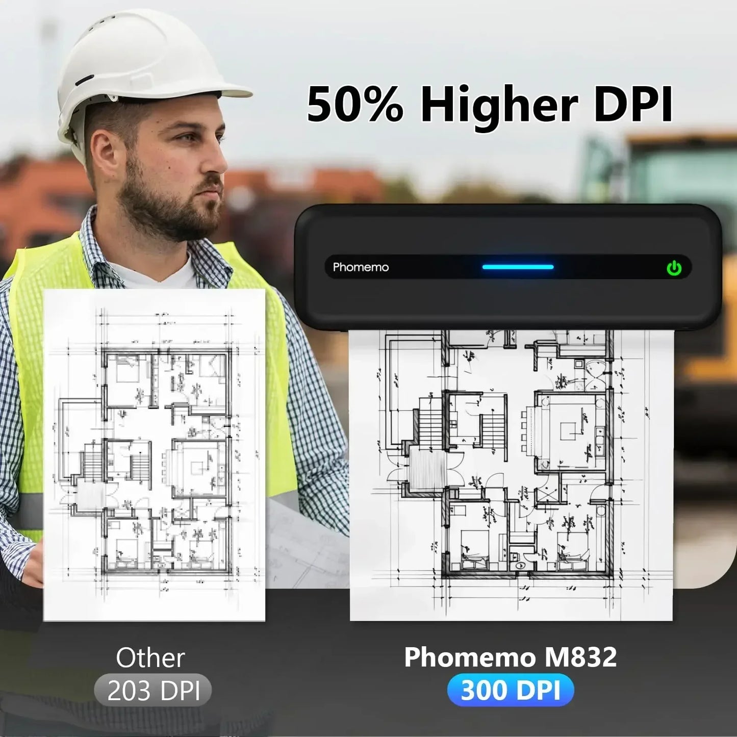 M832 Portable Printer Bluetooth Thermal Tattoo Printer Inkless Support 50/80/110/Letter/A4/A5 Thermal Paper for Mobile