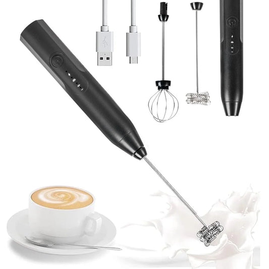 Electric Milk Frother Handheld Milk Foamer with Coffee Frother 3 Speeds Milk Whisk 2 in 1 Egg Beater Perfect for Coffee, Latte, Cappuccino, Black
