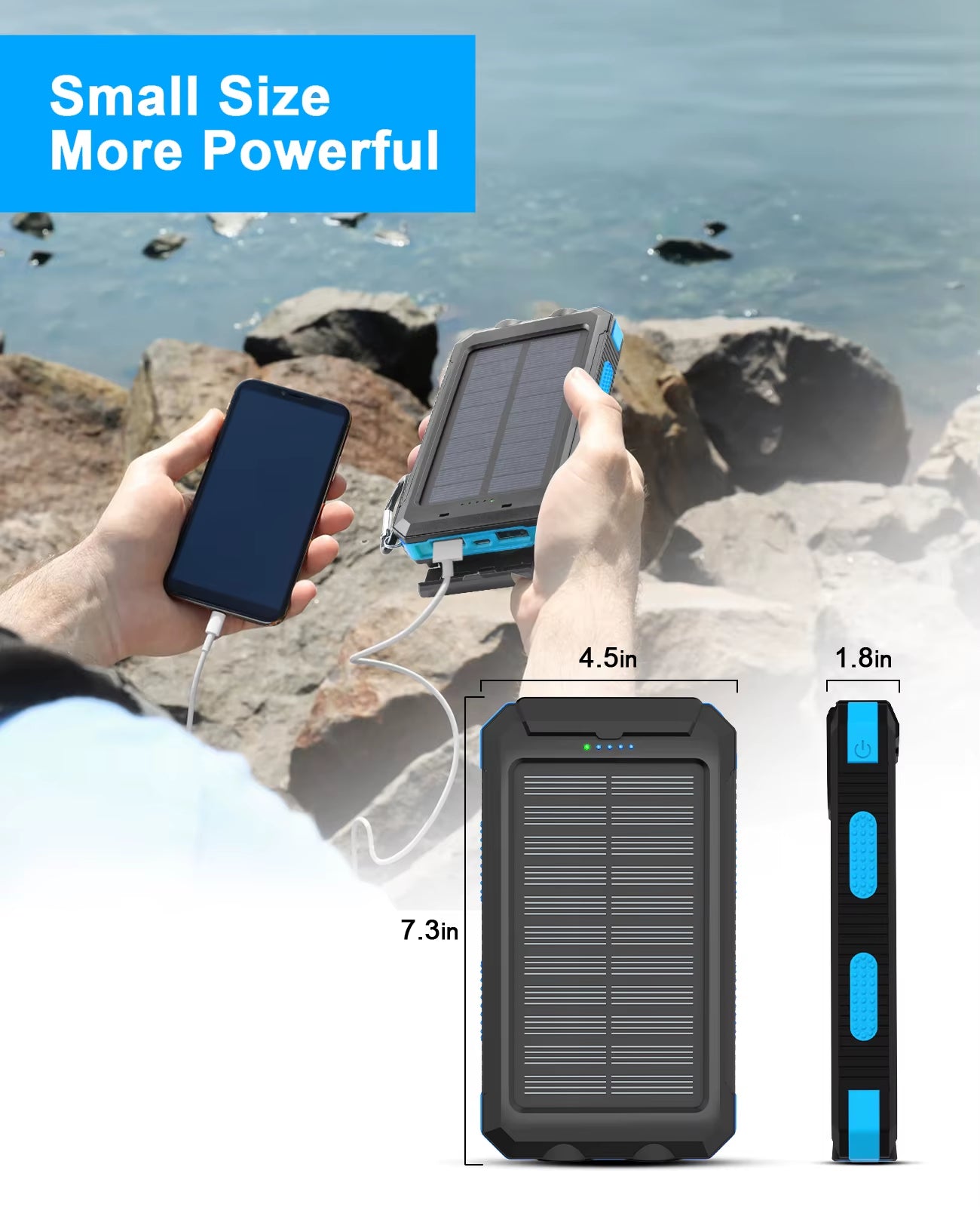 Solar Power Bank 38800Mah with Built-In Cable, Lightweight and Large Capacity Universal Mobile Power Supply for Mobile Phones