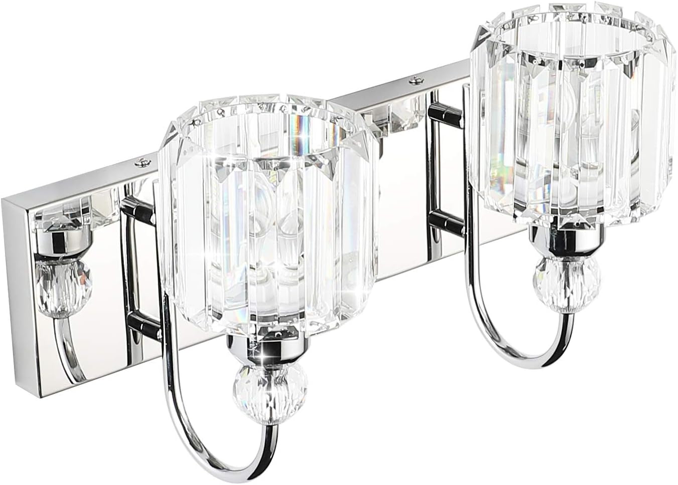 Modern Bathroom Vanity Light - 2-Light Crystal Wall Fixture for Bathroom