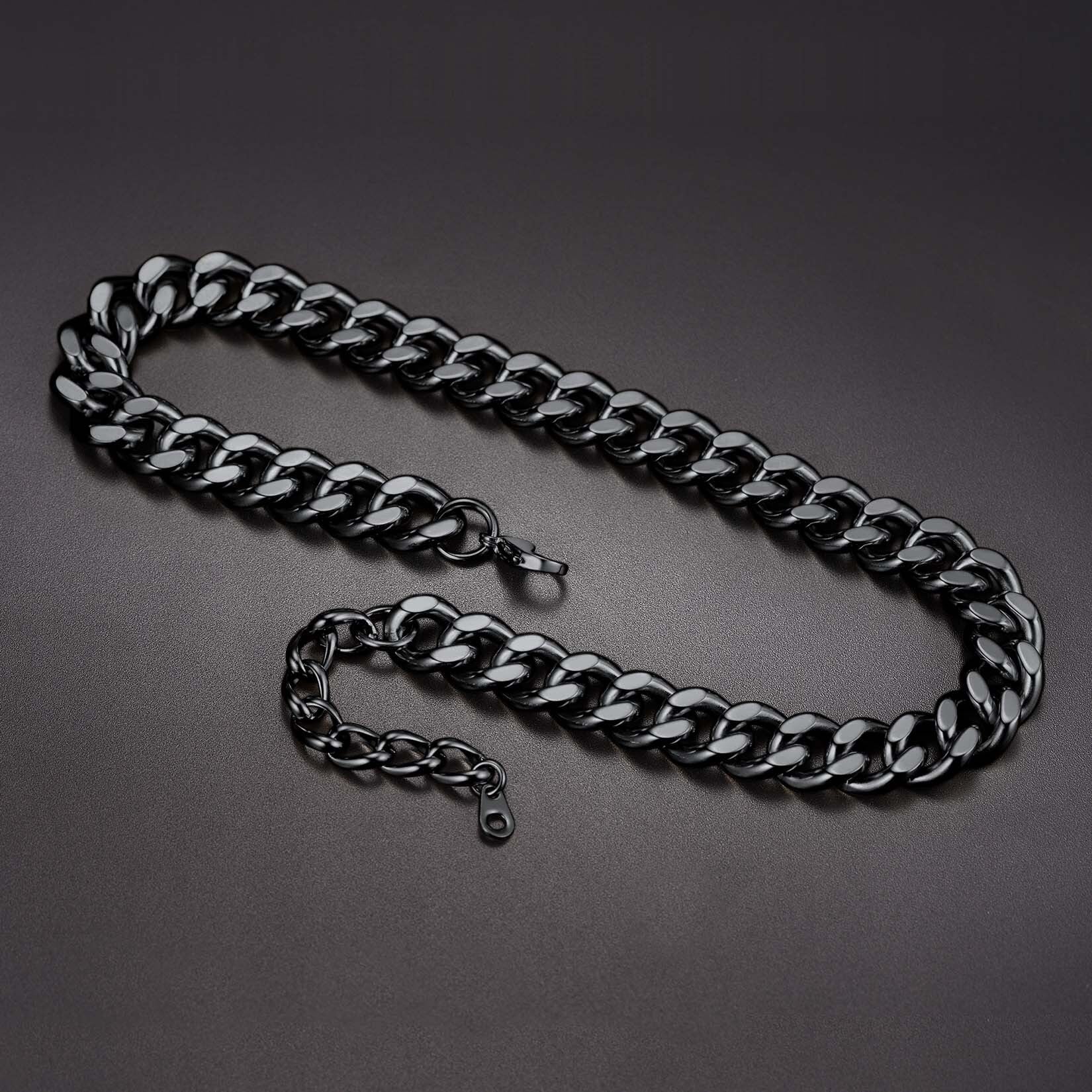 Black Chain 12Mm 14 Inch Choker for Women Black Chain Necklace Large Chain Choker