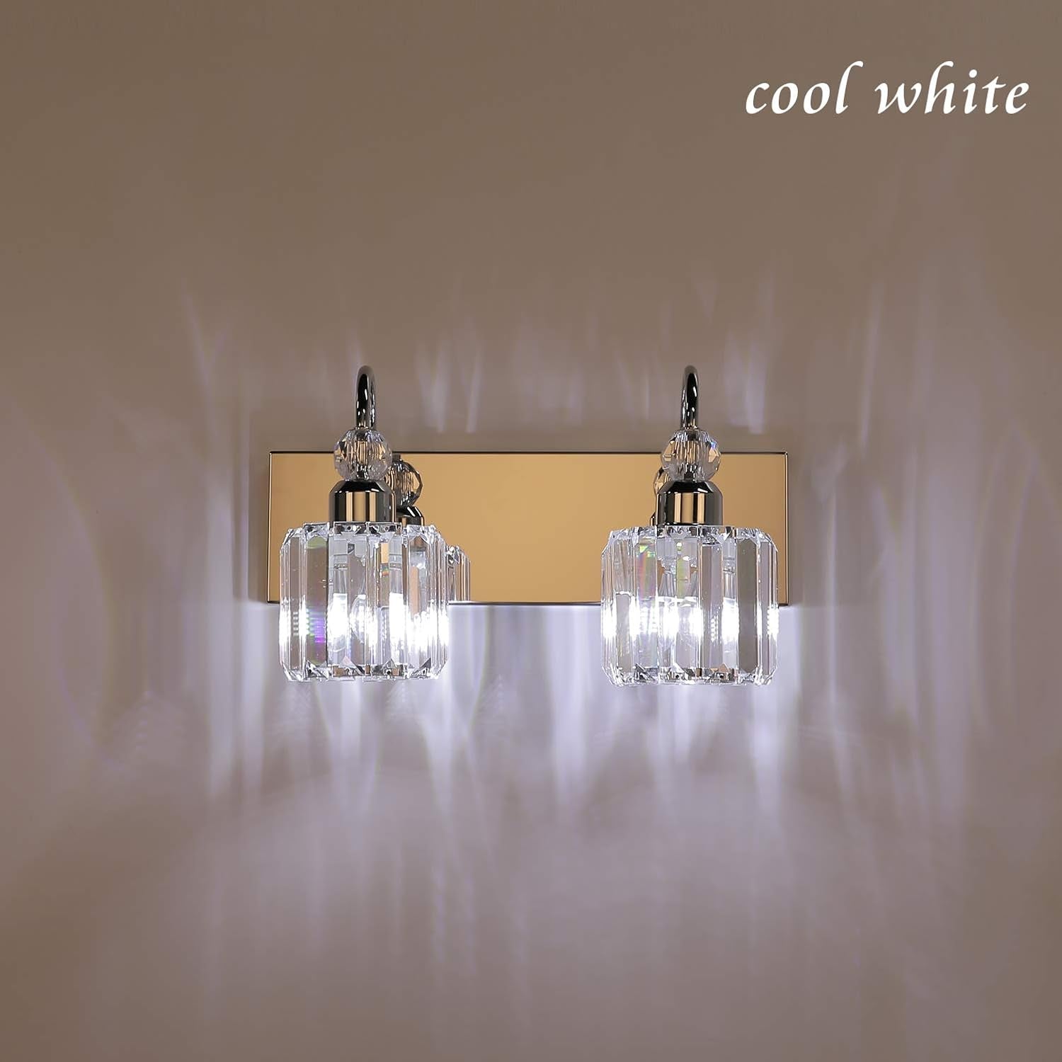 Modern Bathroom Vanity Light - 2-Light Crystal Wall Fixture for Bathroom