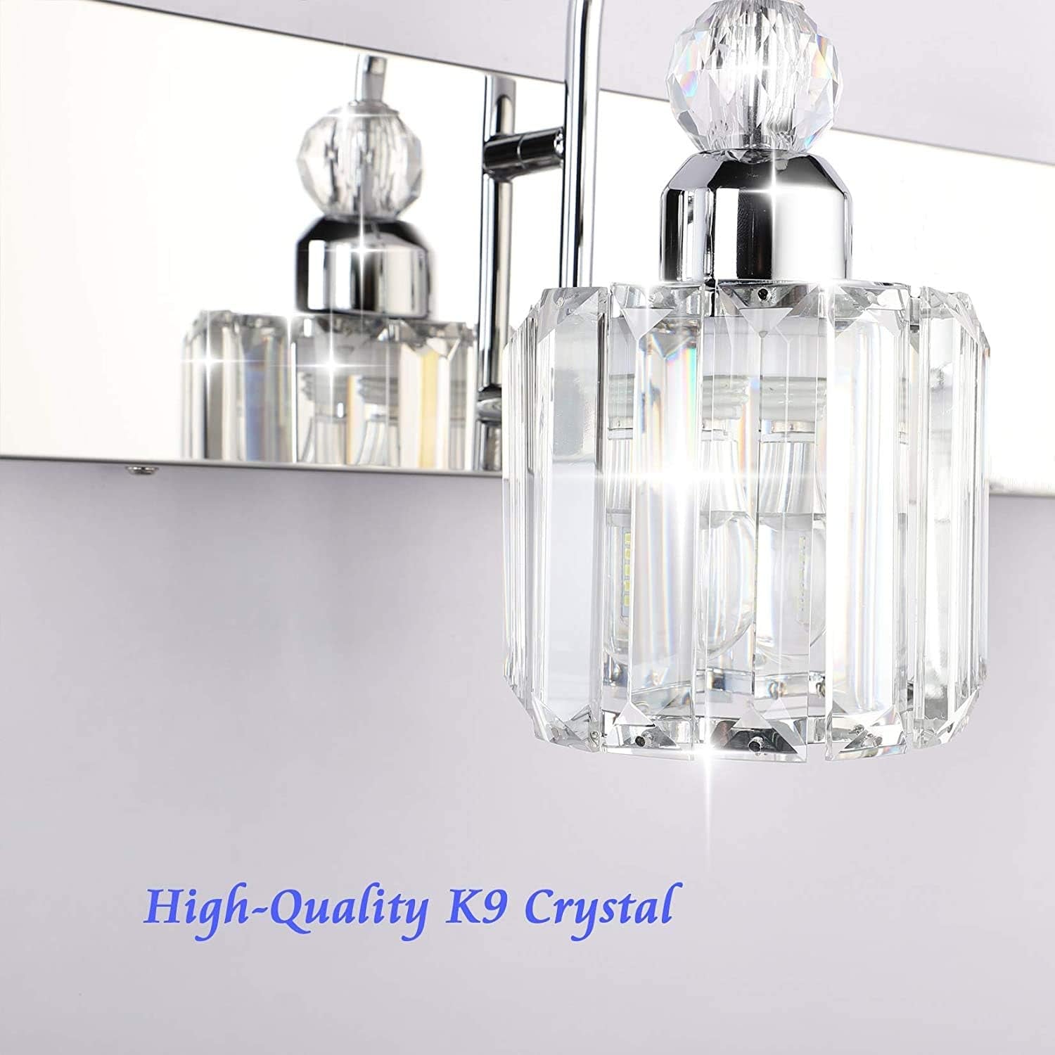 Modern Bathroom Vanity Light - 2-Light Crystal Wall Fixture for Bathroom