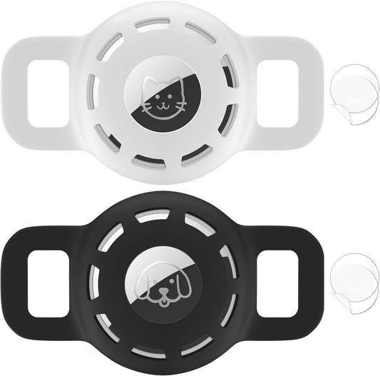 Air Tag Cat Collar Holder for Apple Air Tag, 2 Pack of Pet Collar Holder for Cat and Small Dog Collar within 1/2 Inch and 2 Pack Protector for Air Tag