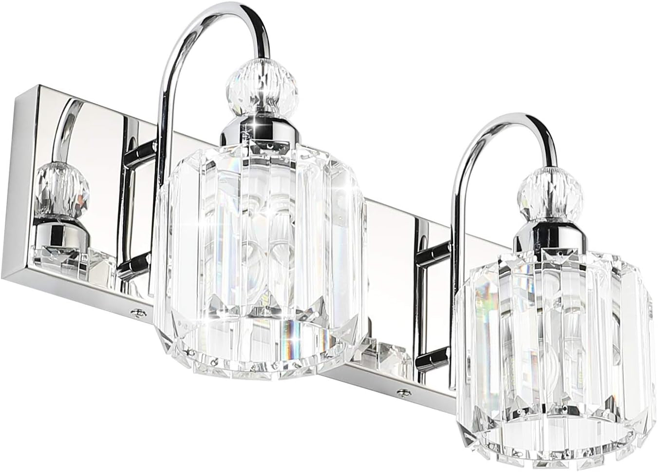 Modern Bathroom Vanity Light - 2-Light Crystal Wall Fixture for Bathroom