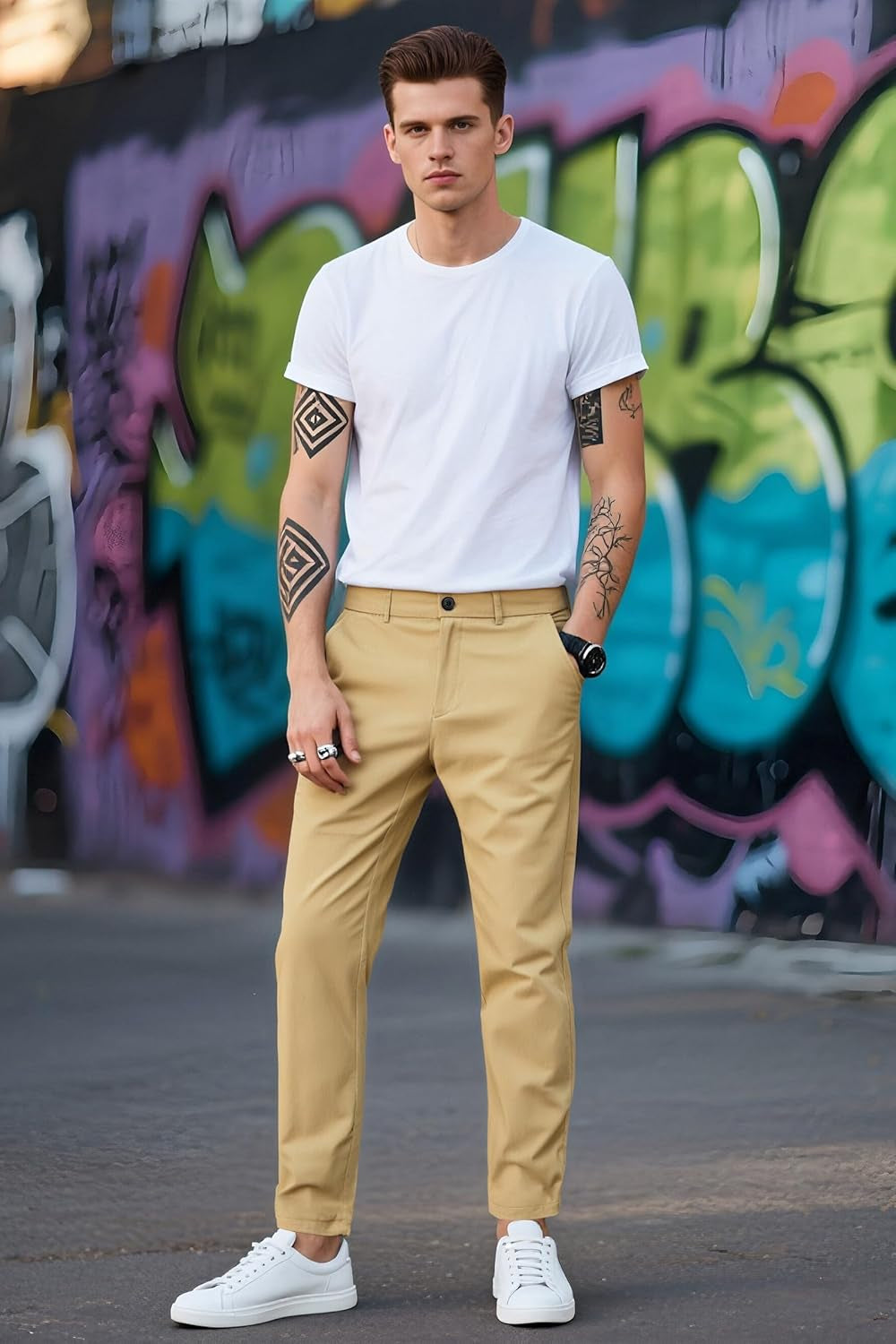 Men’S Slim Fit Khaki Pants Men’S Tapered Chino Pants