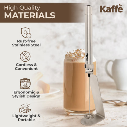 Handheld Milk Frother W/ Stand, Battery Operated, Stainless Steel