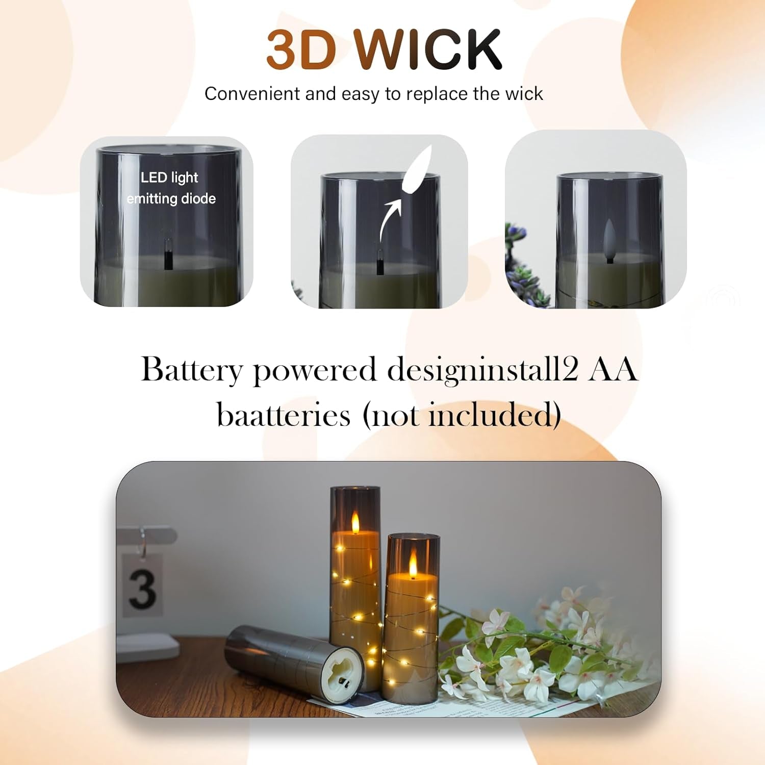 Flameless LED Candles with Timer 9 Pc Flickering Flameless Candles for Romantic