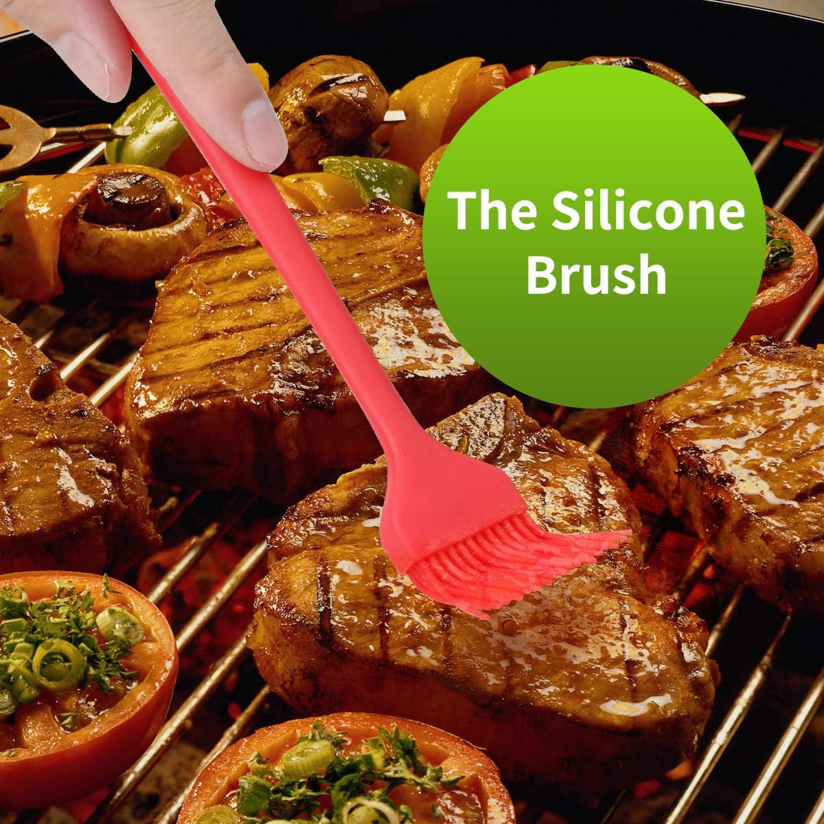 BBQ Gloves/Bbq Claws/Meat Thermometer and Silicone Brush Superior Value Premium Set (4Pcs Set) - Heat Resistant/Non-Slip/Safe/Cooking/Grilling Silicone Gloves for Indoor & Outdoor (Orange)