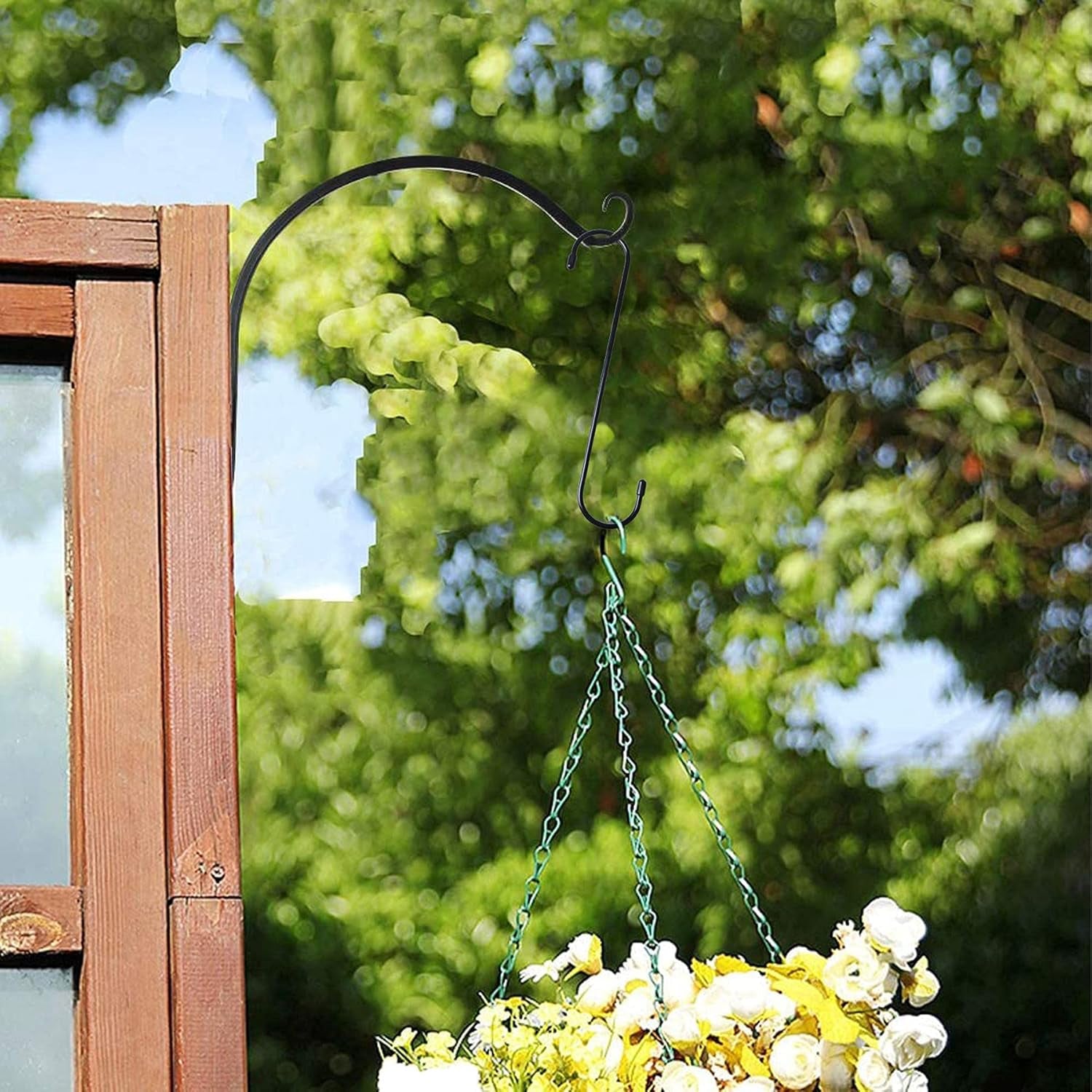 6 Pack 10 Inch Extra Long Heavy Duty S Hooks for Hanging Plant, Closet, Flower, Basket, Garden, Patio, Bird Feeder (Black)