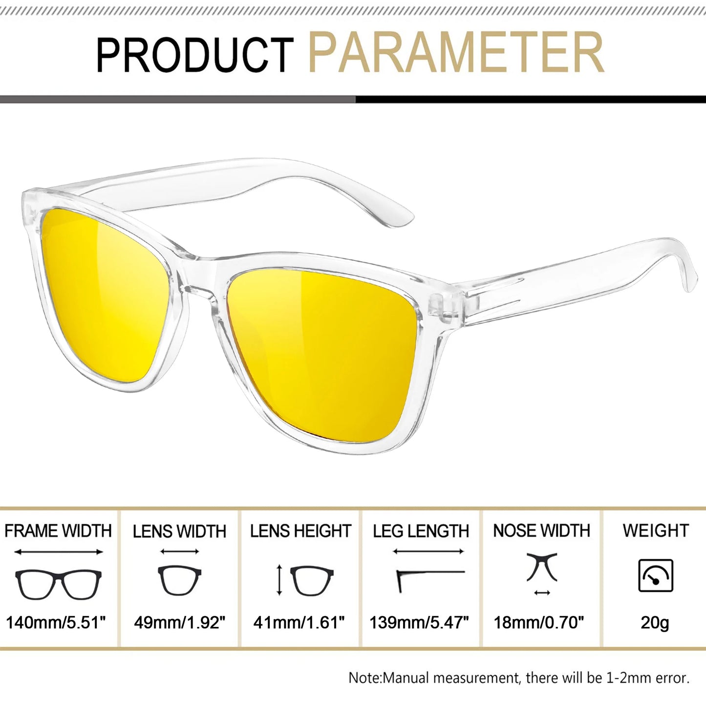 Night Vision Glasses for Men Women Yellow Fishing Driving Hiking Glasses UV400 Protection(Clear)