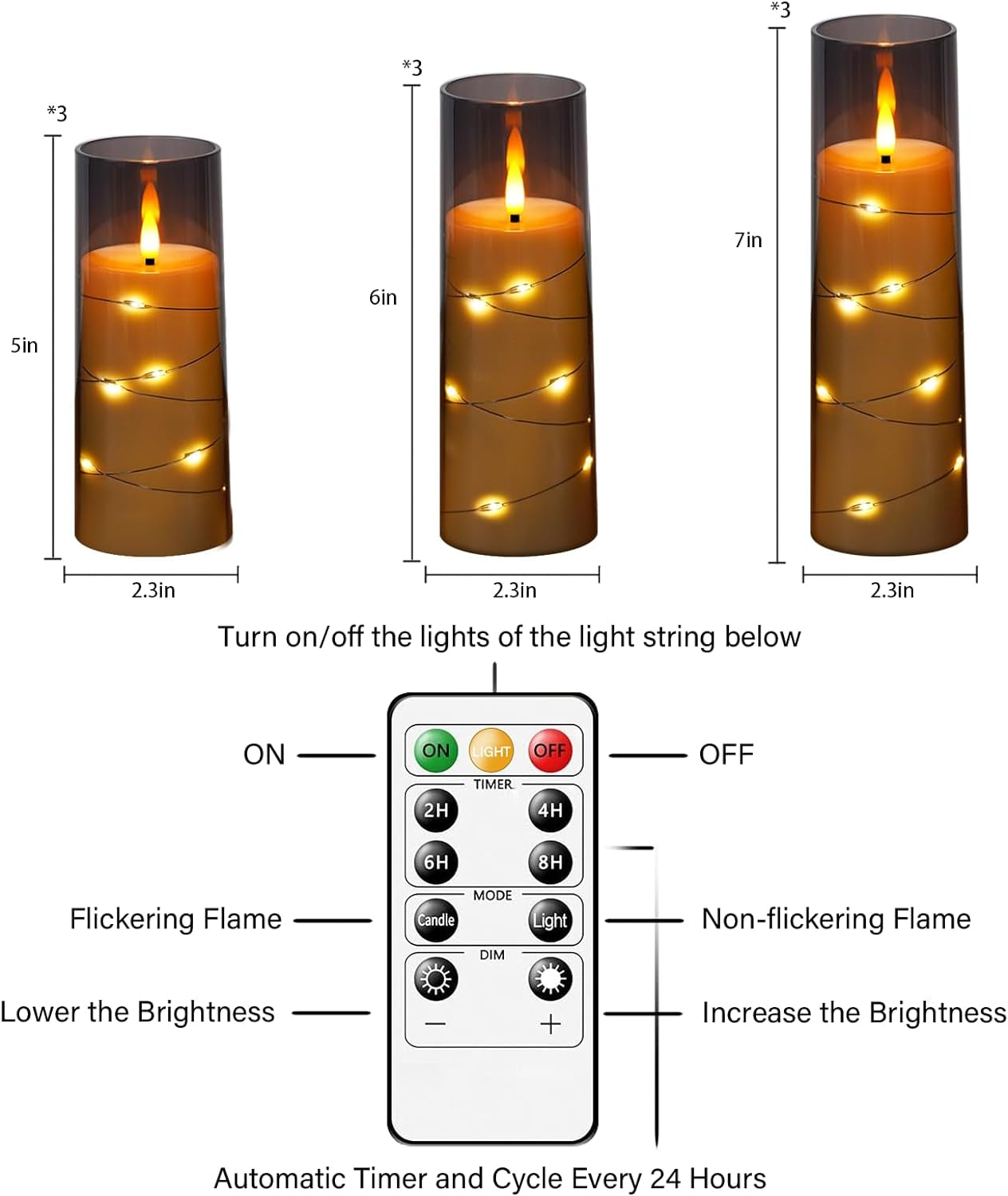 Flameless LED Candles with Timer 9 Pc Flickering Flameless Candles for Romantic
