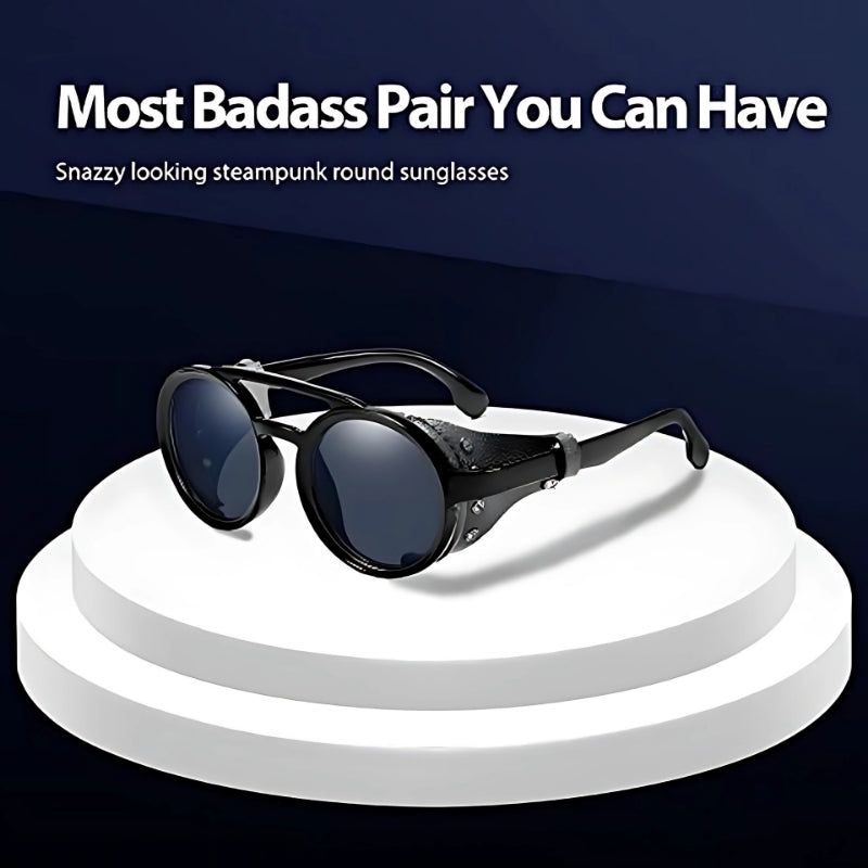 Finnegan Steampunk Retro Sunglasses (Black Grey) Black Grey