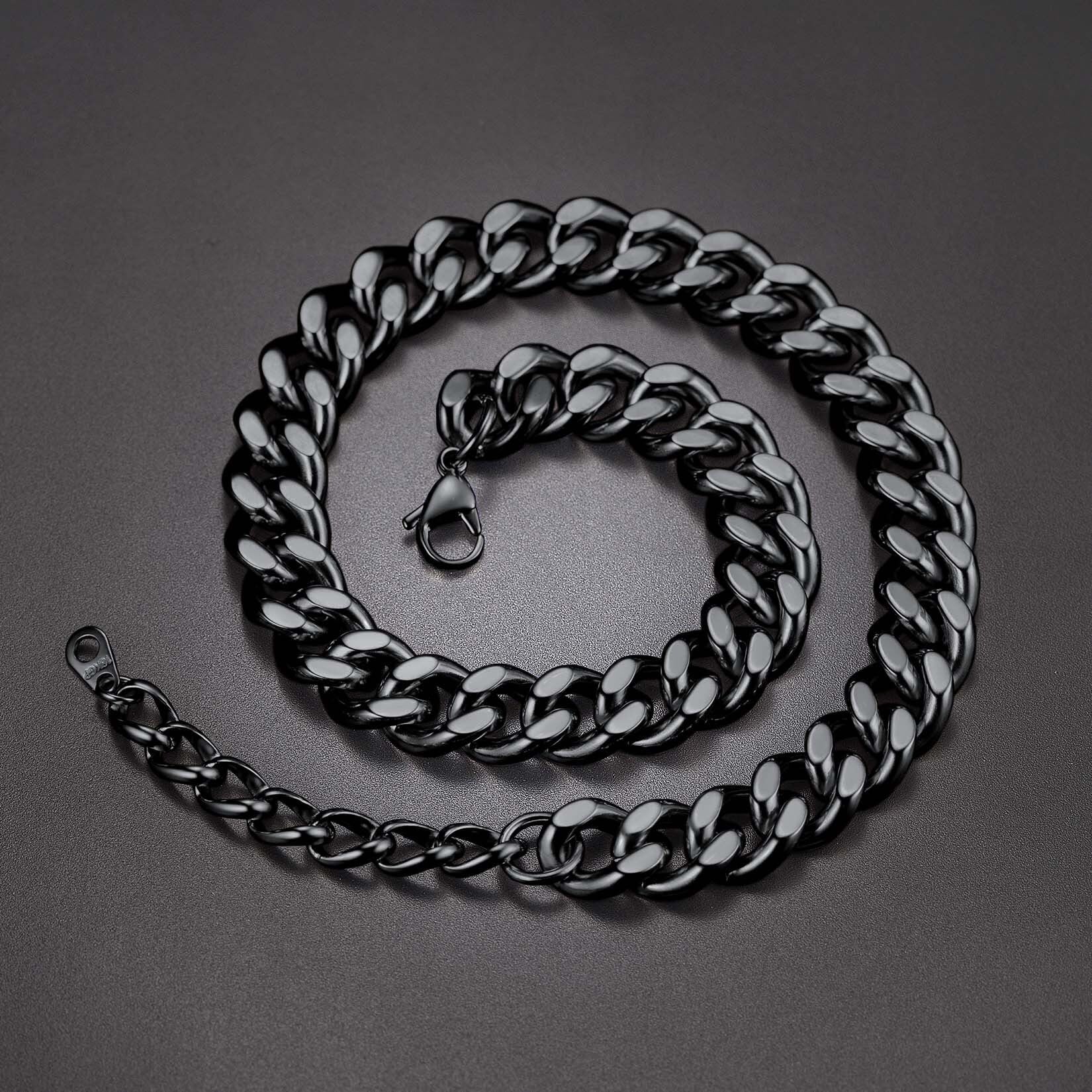 Black Chain 12Mm 14 Inch Choker for Women Black Chain Necklace Large Chain Choker