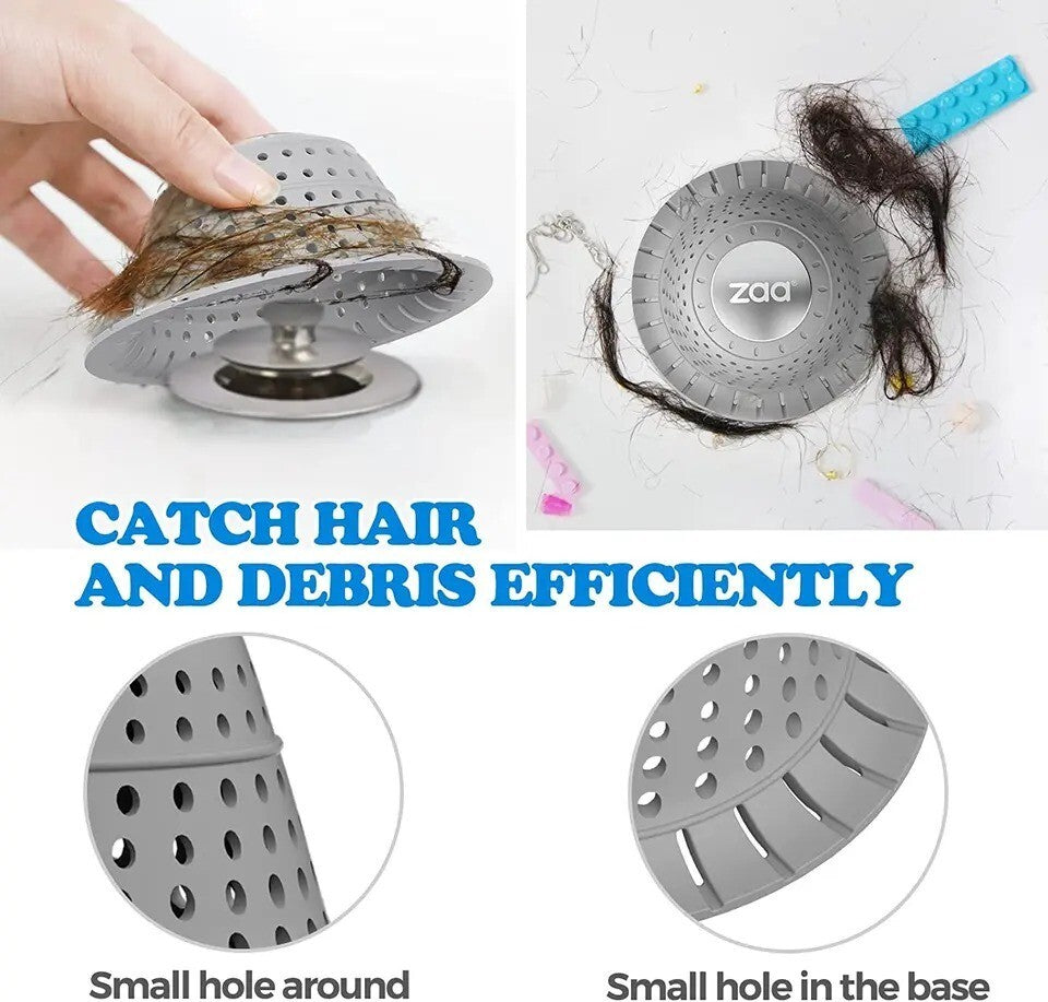 Bathtub Drain Hair Catcher Silicone Collapsible 1Pack Drain Protector for Pop Up