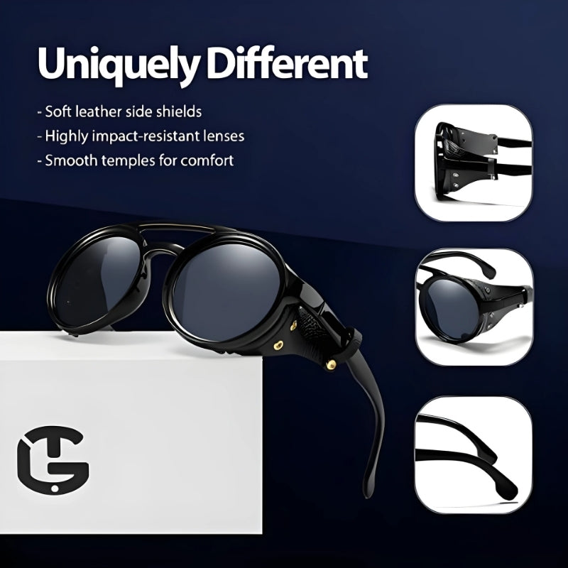 Finnegan Steampunk Retro Sunglasses (Black Grey) Black Grey
