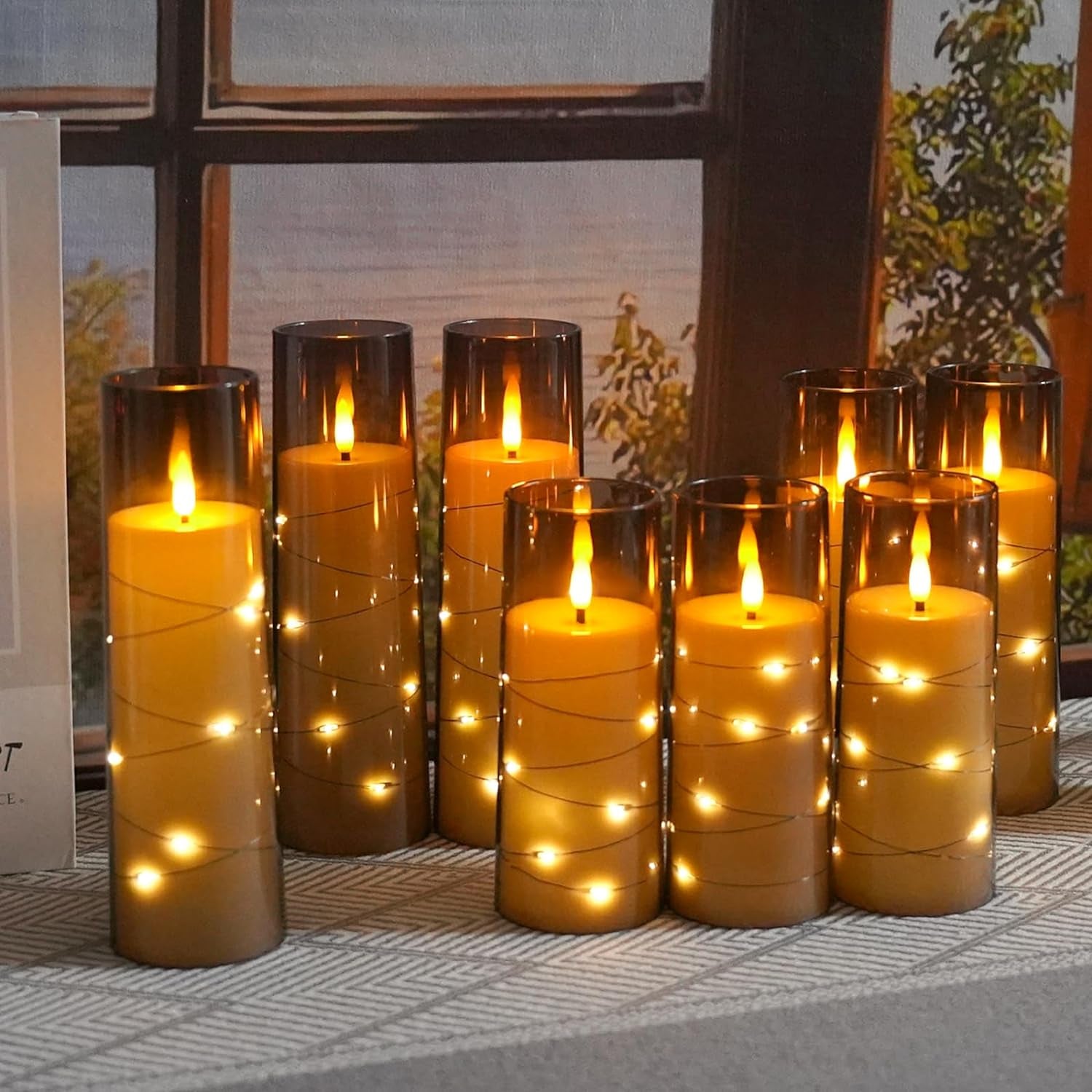 Flameless LED Candles with Timer 9 Pc Flickering Flameless Candles for Romantic