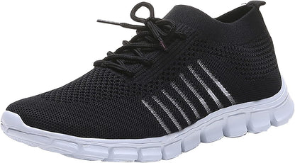 Black Running Shoes Women Womens Fashion Tennis Shoes Lightweight Mesh Running Walking Sneaker Lace-Up Sport Shoes Runing Breathable Shoes Sneakers, 9