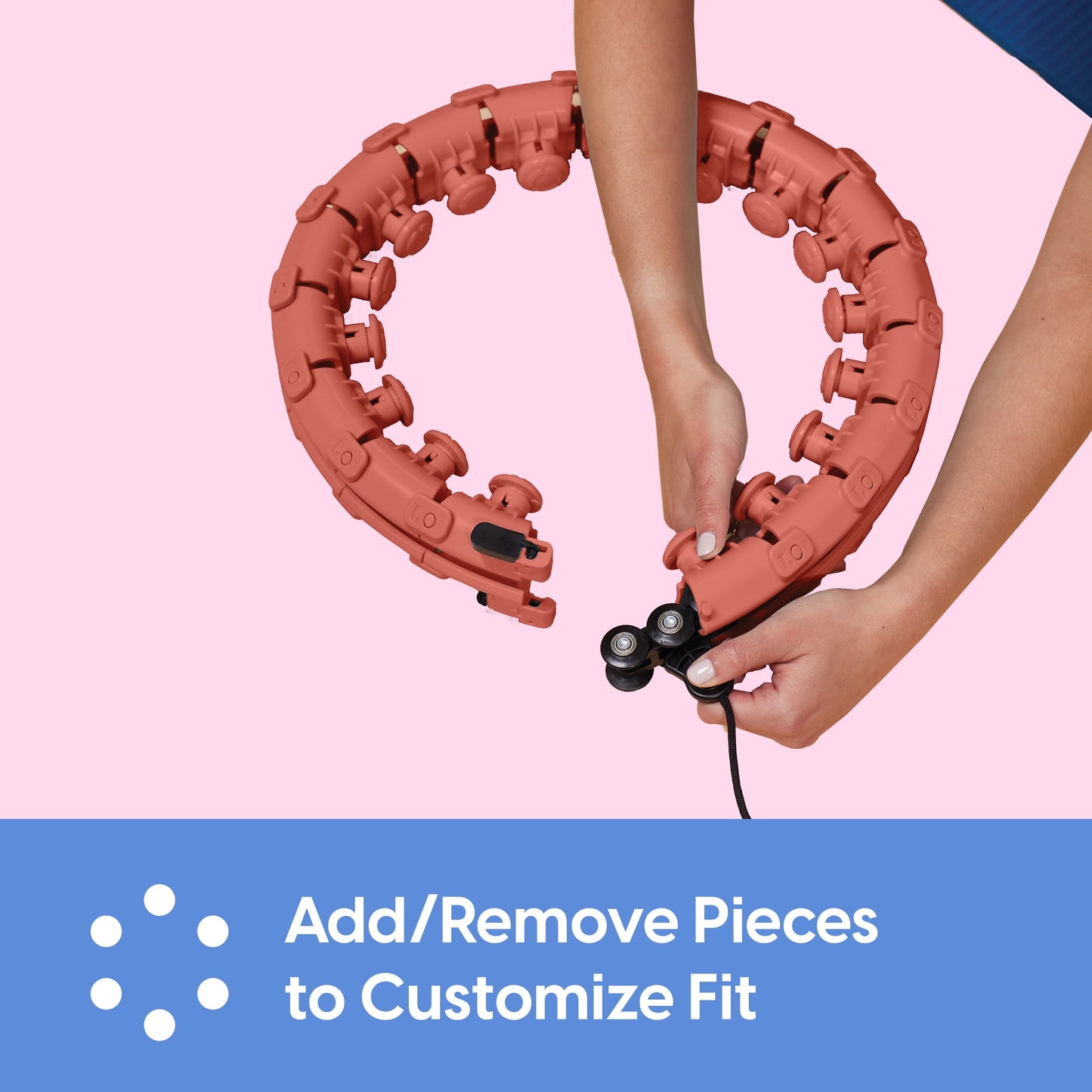 Weighted Fitness Hoop, Coral, Adjustable Diameter, One Hoop and Weight Attachment