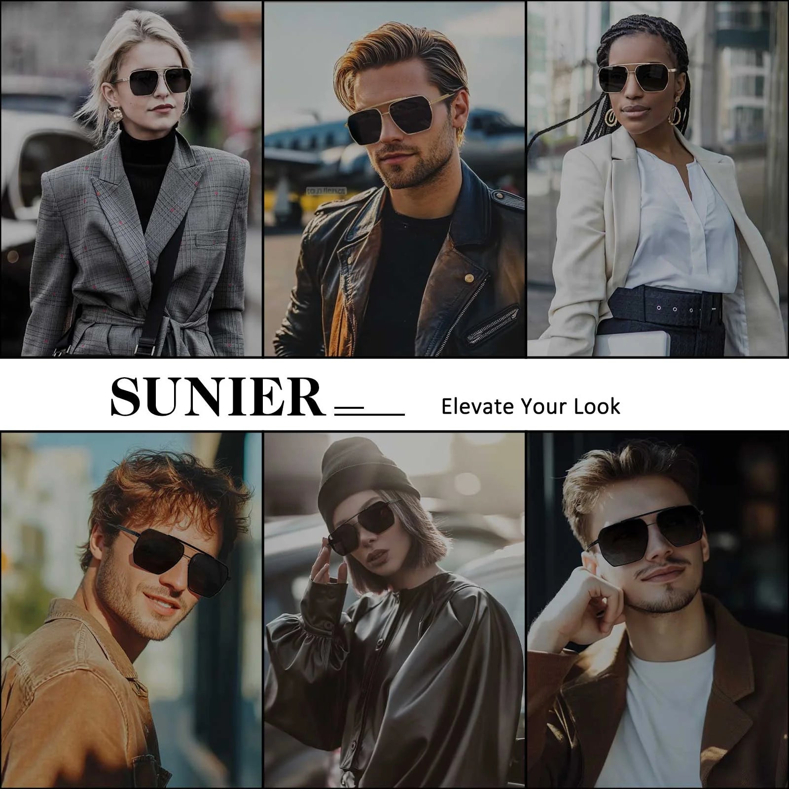 Polarized Pilot Fashion Sunglasses for Men Women Oversized Polygon Retro Metal Square Shade UV400 Protection-2 Pack