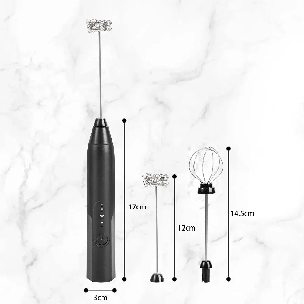 Electric Milk Frother Handheld Milk Foamer with Coffee Frother 3 Speeds Milk Whisk 2 in 1 Egg Beater Perfect for Coffee, Latte, Cappuccino, Black