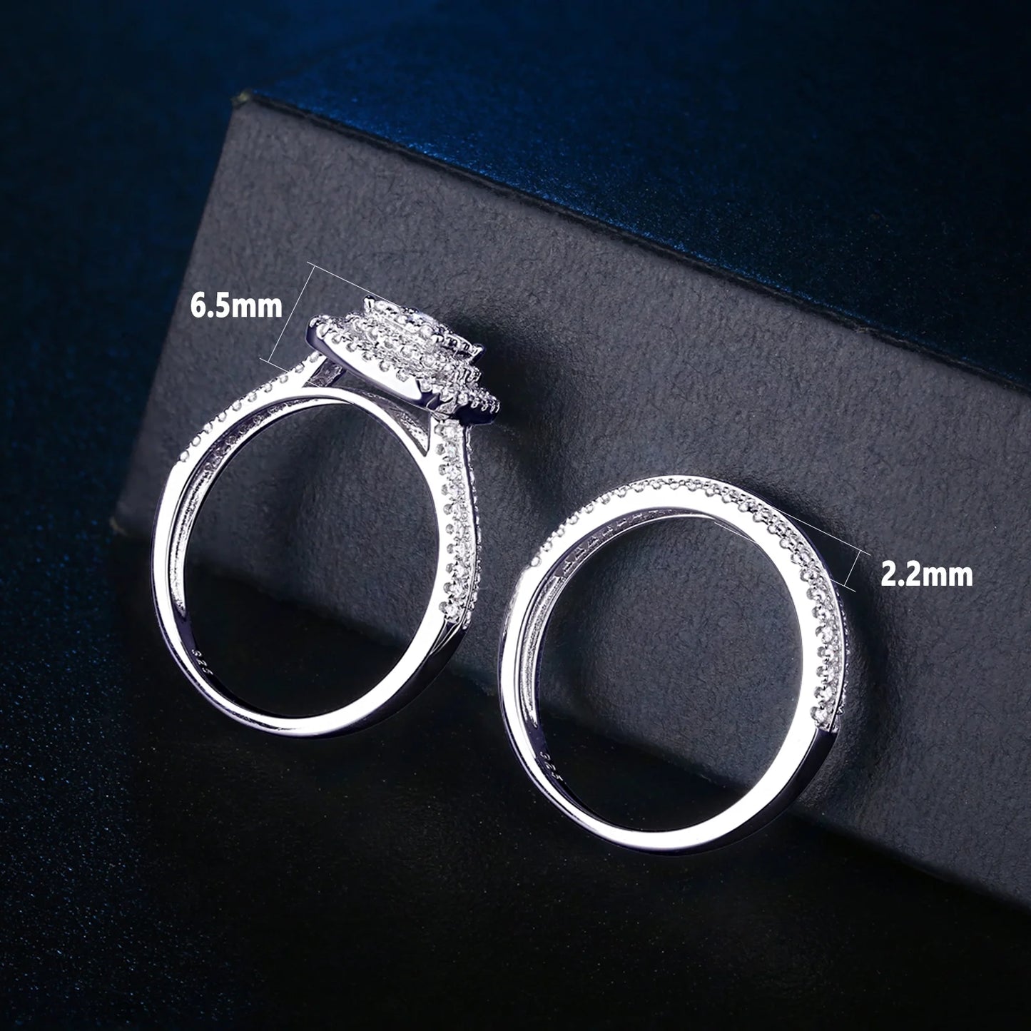 Newshe Engagement Rings for Women Wedding Ring Set 925 Sterling Silver Band round Cz 1.6Ct Size 9