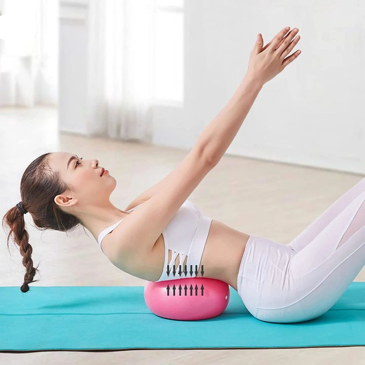 9.84 Inch Pilates Exercise Ball, anti Burst Mini Bender Ball with Inflatable Straw for for Stability, Barre, Pilates, Yoga, Core Training and Physical Therapy (Blue)