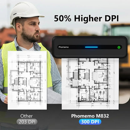 M832 Portable Printer Bluetooth Thermal Tattoo Printer Inkless Support 50/80/110/Letter/A4/A5 Thermal Paper for Mobile