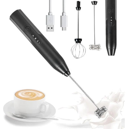 Electric Milk Frother Handheld Milk Foamer with Coffee Frother 3 Speeds Milk Whisk 2 in 1 Egg Beater Perfect for Coffee, Latte, Cappuccino, Black