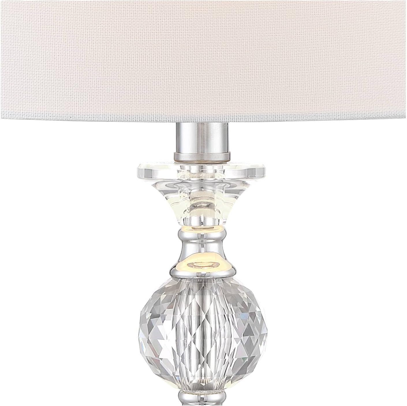 Solange 25" High Modern Glam Luxury Table Lamps Set of 2 Silver Finish Stacked Crystal White Shade Living Room Bedroom Bedside Nightstand House Office Home Reading Kitchen Entryway
