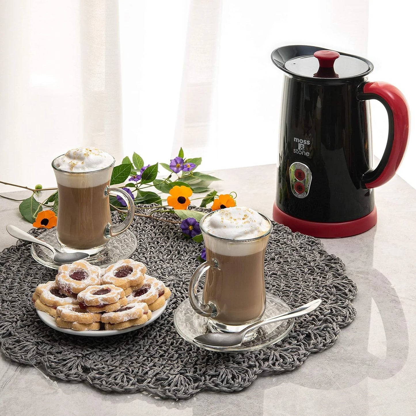 Electric Milk Frother & Steamer for Making Latte, Cappuccino, Hot Chocolate, Automatic Cold Hot Milk Frother & Warmer, Foam Maker, Auto Shut-Off, Detachable Base & Non-Stick Interior