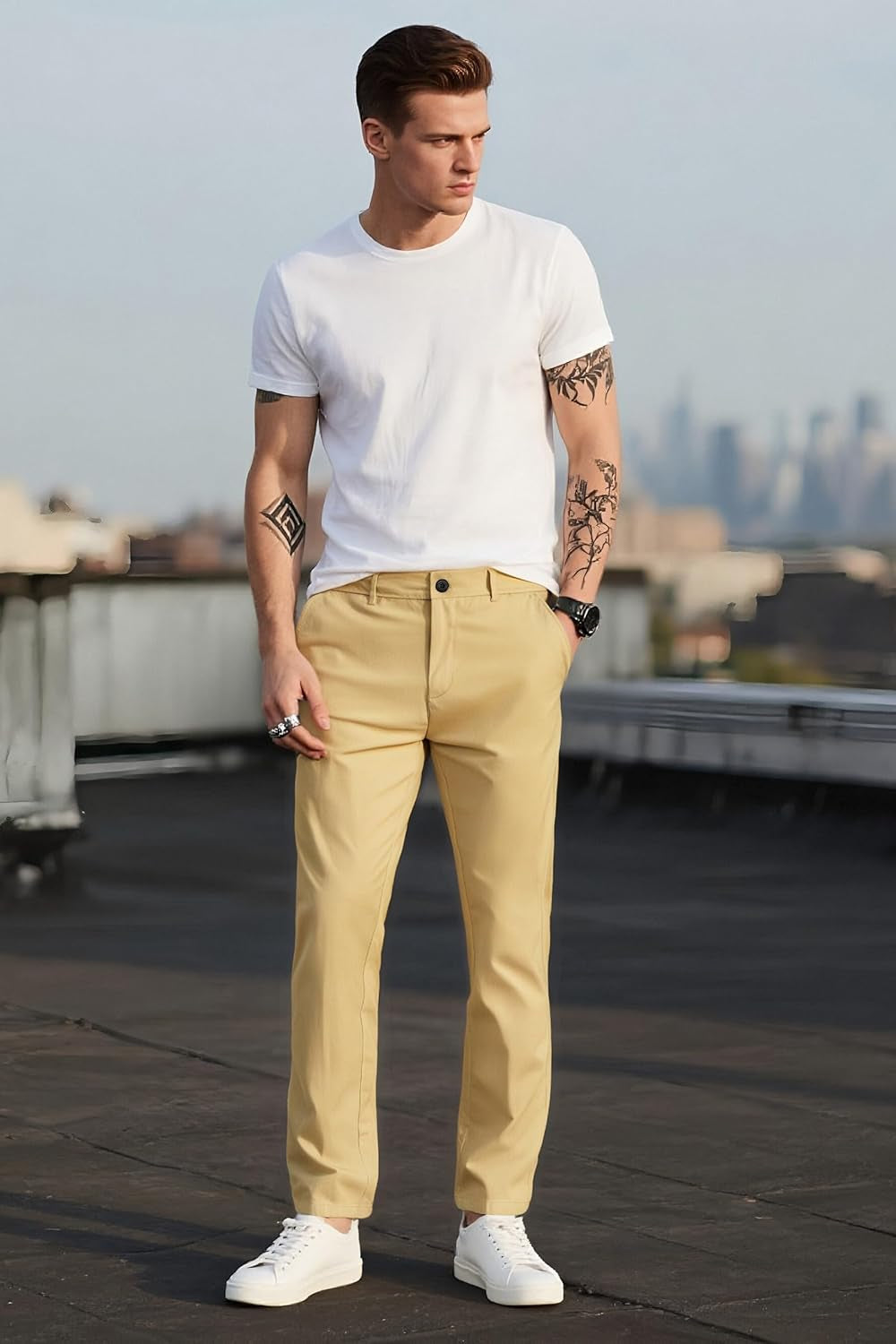 Men’S Slim Fit Khaki Pants Men’S Tapered Chino Pants