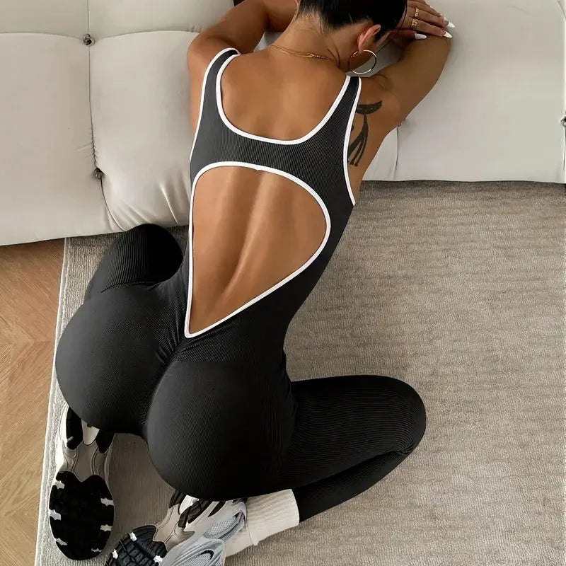 Jumpsuit for Women Workout Seamless Jumpsuits Yoga Ribbed One Piece Tank Tops Rompers Sleeveless Exercise Jumpsuits