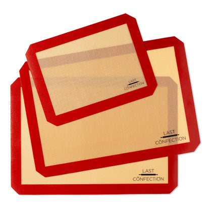 3 Non-Stick Silicone Baking Mats - 1X 1/4 Sheet, 2X 1/2 Sheet Tray Pan Liners