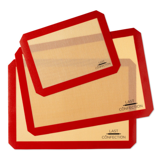 3 Non-Stick Silicone Baking Mats - 1X 1/4 Sheet, 2X 1/2 Sheet Tray Pan Liners