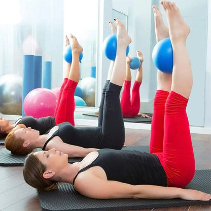 9.84 Inch Pilates Exercise Ball, anti Burst Mini Bender Ball with Inflatable Straw for for Stability, Barre, Pilates, Yoga, Core Training and Physical Therapy (Blue)
