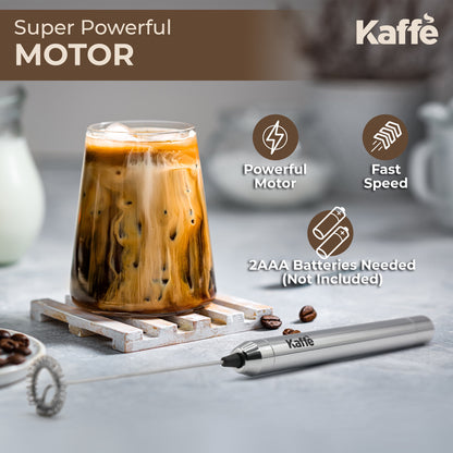 Handheld Milk Frother W/ Stand, Battery Operated, Stainless Steel