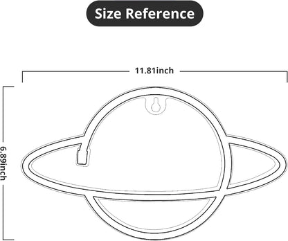 Planet Neon Sign - USB Powered Saturn LED Light with On/Off Switch, Planet Led Sign for Wall Decor - Aesthetic Hanging Saturn Neon Light for Bedroom, Gaming Room