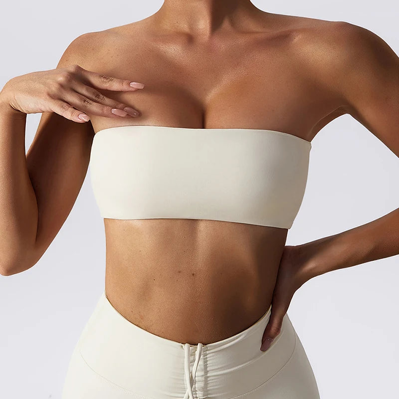 Strapless Bra Woman Yoga Bra Gym Sports Underwear Female Tube Top Sports Bra Gym Bra Women Fitness Crop Top