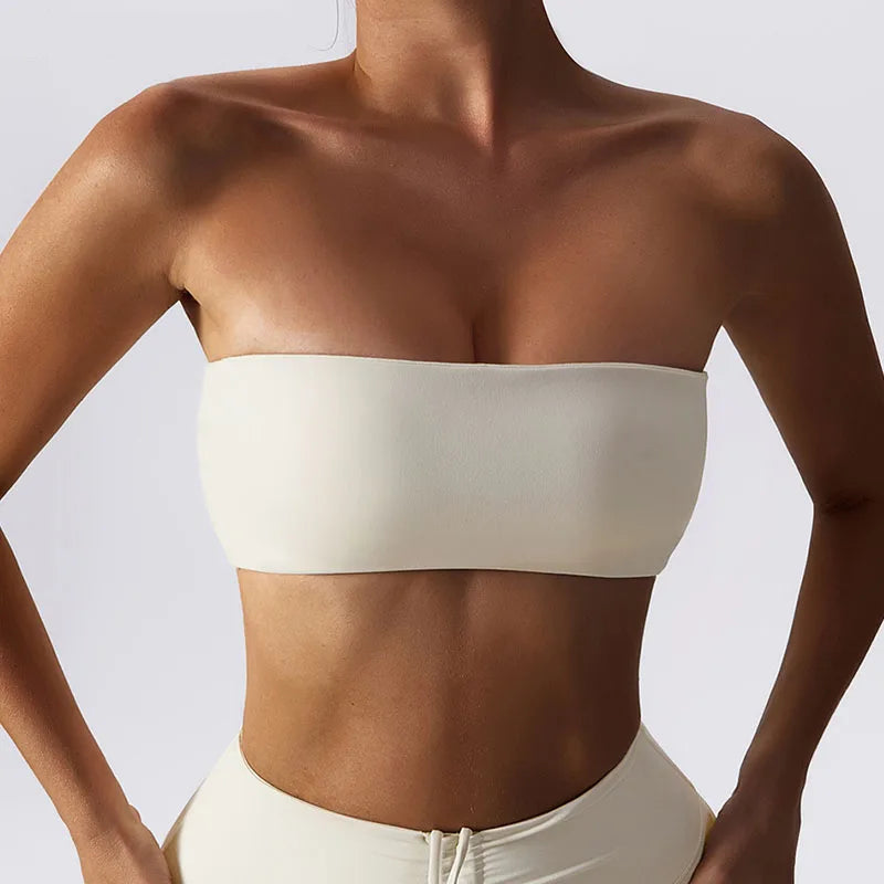 Strapless Bra Woman Yoga Bra Gym Sports Underwear Female Tube Top Sports Bra Gym Bra Women Fitness Crop Top