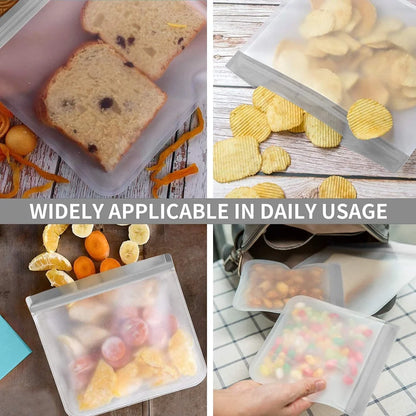 10 Pack Reusable Ziplock Bags Silicone, Leakproof Reusable Freezer Bags, BPA Free Reusable Food Storage Bags for Lunch Marinate Food Travel