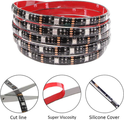 Battery Powered Led Strip Lights RGB with Mini Controller Waterproof Led Rope Lights Battery Operated Led Lights Multi Color Changing Lights 2M 6.56Ft