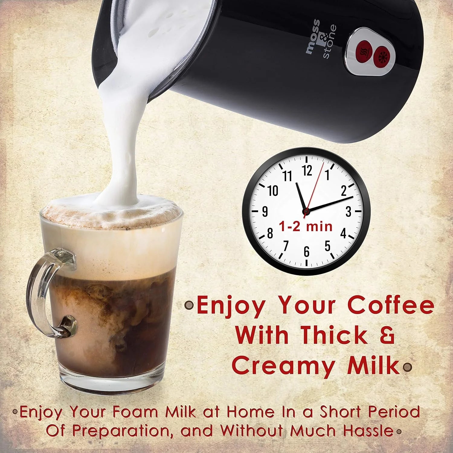 Electric Milk Frother & Steamer for Making Latte, Cappuccino, Hot Chocolate, Automatic Cold Hot Milk Frother & Warmer, Foam Maker, Auto Shut-Off, Detachable Base & Non-Stick Interior